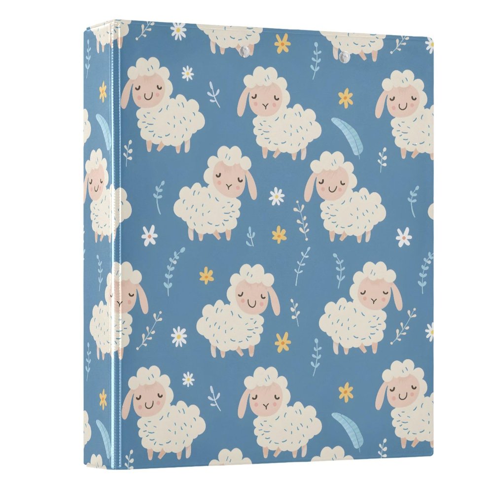 3-Ring Binder with Cartoon Sheep Design, 3.8 cm, Holds 200 Documents
