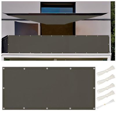 Balcony Privacy Screen 50 x 750 cm, Waterproof Rectangular Sun Shade, Dark Gray