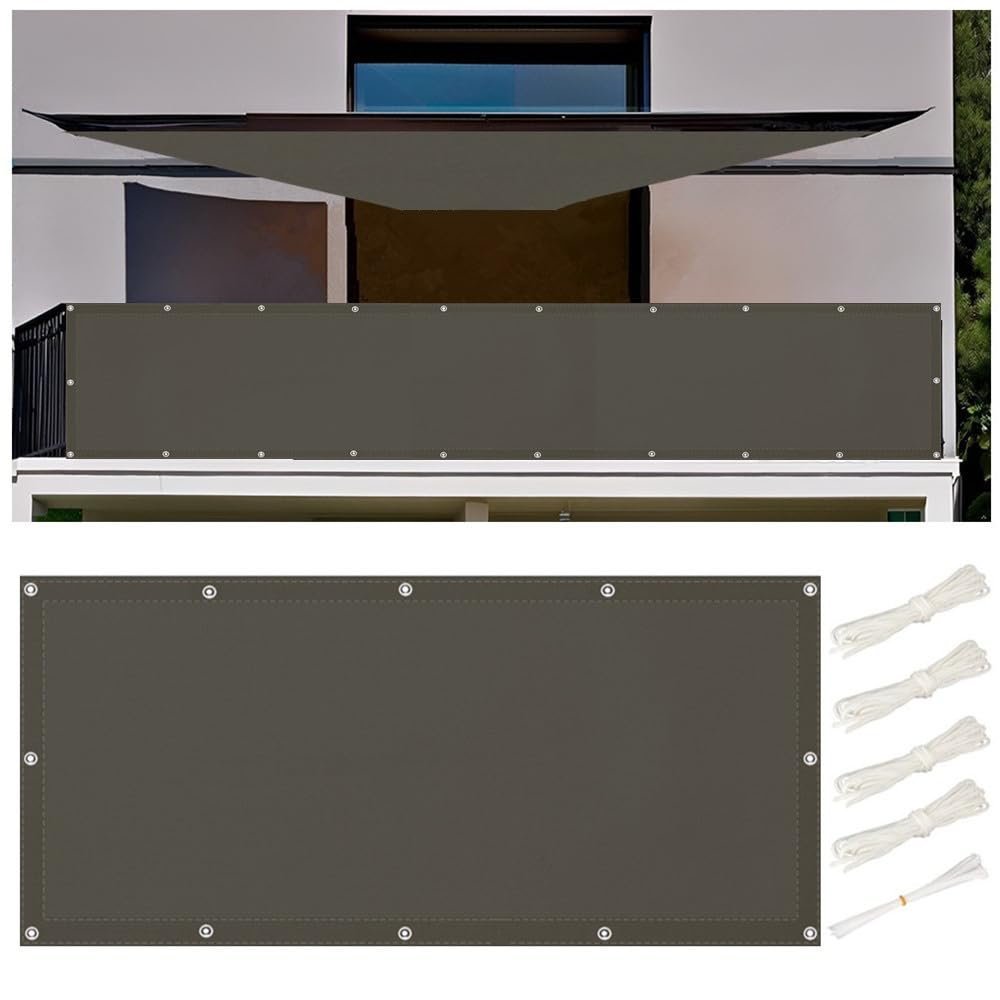 Balcony Privacy Screen 50 x 750 cm, Waterproof Rectangular Sun Shade, Dark Gray