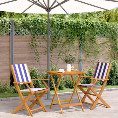 GCHDHAPB Home-Outdoor Patio Furniture Set, 3-Piece Bistro Set, Blue and White Fabric and Solid Wood