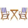 GCHDHAPB Home-Outdoor Patio Furniture Set, 3-Piece Bistro Set, Blue and White Fabric and Solid Wood view 2