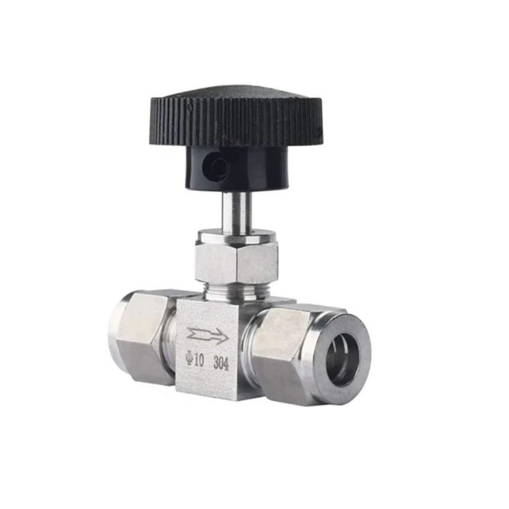 UGLYAF Adjustable Needle Valve, 3, 4, 6, 8, 10, 12, 14 mm, 1/8, 1/4, 3/8, 1/2 in, Stainless Steel 304 Compression Double-Ferrule Tube Fitting (6 mm)