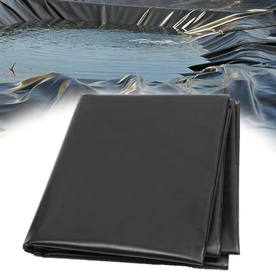 Black Pond Liner, 0.12 mm Thick, Flexible and Durable Waterproof HDPE Membrane for Fish Ponds, Waterfalls, Fountains and Water Gardens, 1 x 2 m, 2 x 5 m, 4 x 8 m, 5 x 6 m
