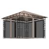 Gazebo with Mosquito Netting & LED String Lights, 3 x 3 x 2.73 m, Taupe view 2