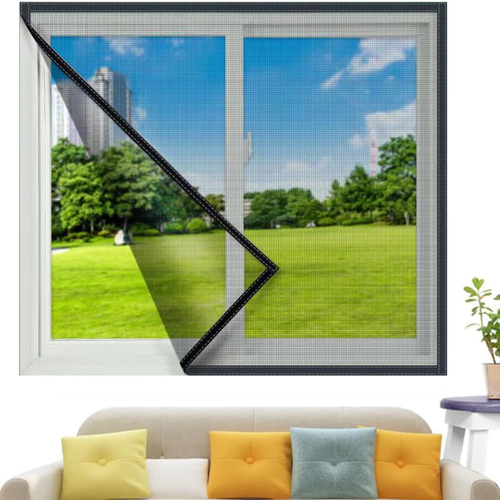 130 x 190 cm Cut-to-Fit Window Screen with Strong Hook-and-Loop Tape, No Drilling