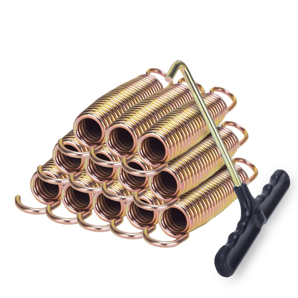 LOIUO Replacement Trampoline Springs, 3.5–8.5 in, Galvanized Steel, with T-Hook Tool, 12–48 Pack