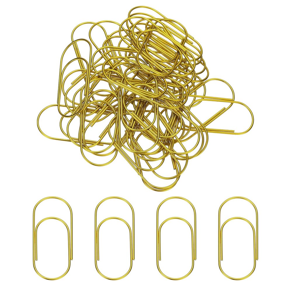 PATIKIL 50-Pack 2-Inch Large Gold Paper Clips, 50 mm, Rust-Resistant Metal