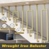 MLYAYE Wrought-Iron Stair Railing Post, Floor-Mounted, Gold, H-220 cm/86.6 in/7.2 ft view 4