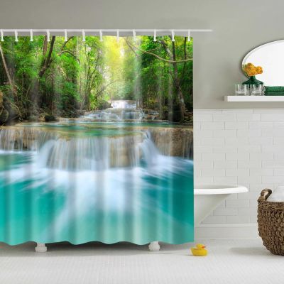DMKHZY Anti-Mold Shower Curtain, Blue Sky Beach Landscape, 153 x 183 cm