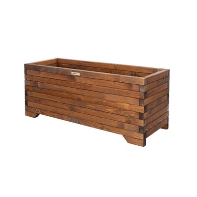 Greenspot Wooden Planter Box, Outdoor, 100 x 35 cm L x W x H, Large Rectangular Planter, for Patio or Balcony, Timber Rosewood Brown