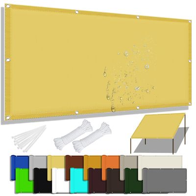 CANYUE Rectangular Sun Shade Sail, Waterproof, 98% UV Protection, Privacy Screen for Terrace, Garden and Outdoor Areas, Sand Yellow, 1.5 x 2 m