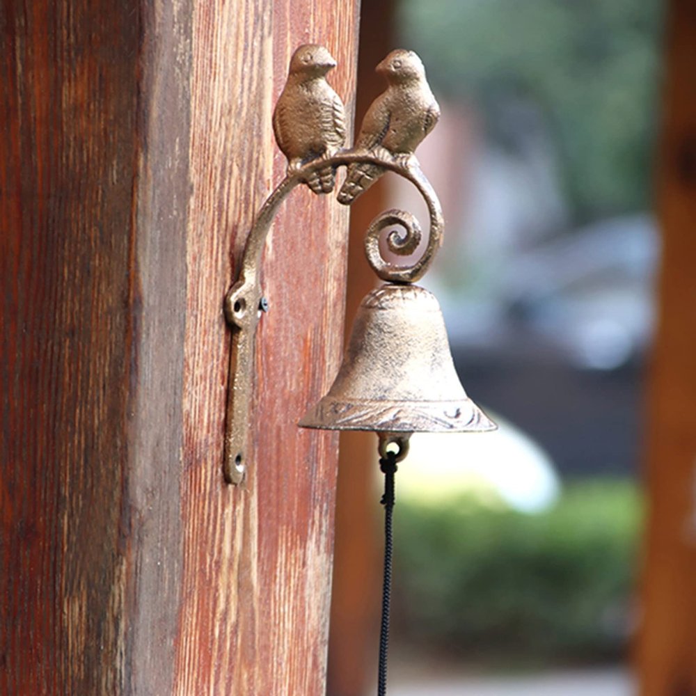 WIPPWER Cast-Iron Wall Doorbell, Bronzed Bell Chime