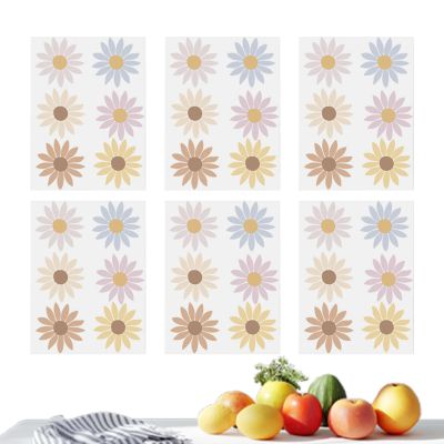 Hogvinnatil Daisy Flower and Window Decals for Door Decor, Chic Floral Stickers for Bathroom, Kitchen, and Bedroom
