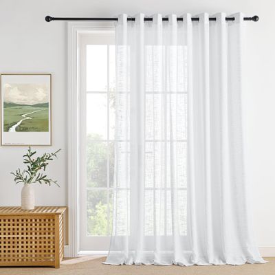 PONY DANCE Extra-Wide Semi-Sheer Linen-Look Curtain
