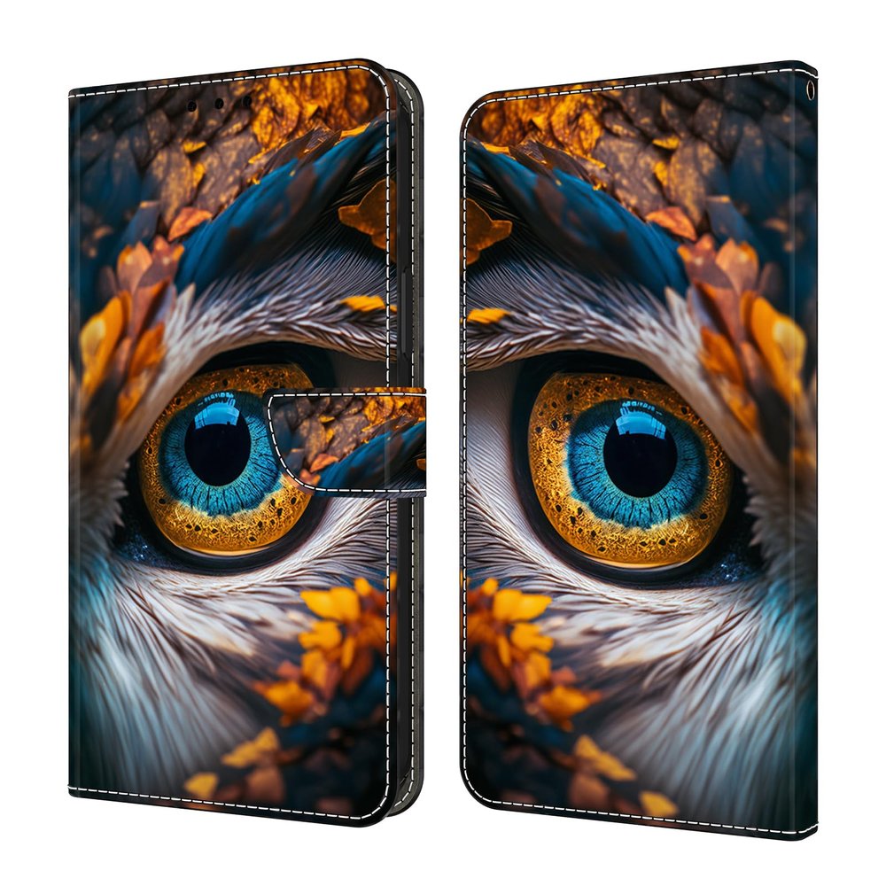 GLANDOTU Phone Case for Samsung Galaxy S21 5G, PU Leather Folio Case with Magnetic Closure, Dustproof, Card Slots, Foldable Stand, Blue Eyes