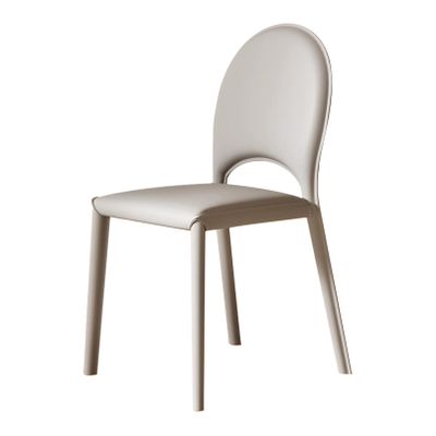 Set of 1 Mid-Century Kitchen Dining Chair, Upholstered Leather with Metal Legs and Leather Cushion for Living Room, Bedroom, or Outdoor Lounge