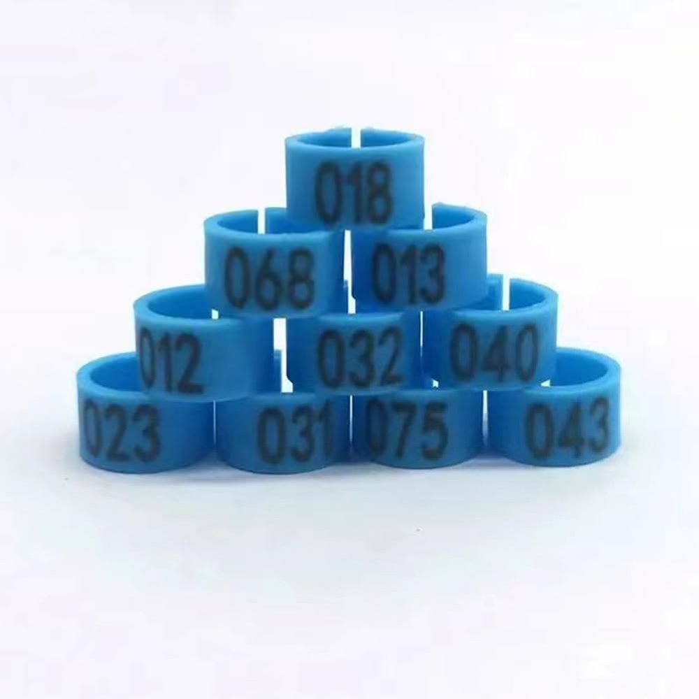 100/200 Pcs. Numbered Pigeon and Chicken Leg Bands, Blue Plastic Bird Rings, 8,100 Pcs.