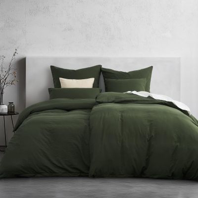 DuvetNova 4-Piece Duvet Cover Set, 135 x 200 cm, Green/Dark Green