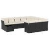 qohoio 11-Piece Outdoor Garden Sofa Set with Cushions, Black Poly Rattan view 2