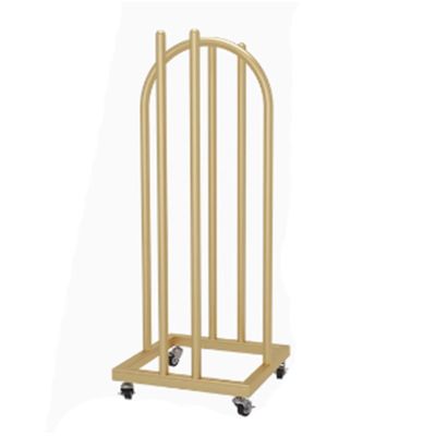 SPXTOM Iron Hanger Storage Rack with 4 Casters, Double-Sided, Gold, 30 x 35 x 130 cm