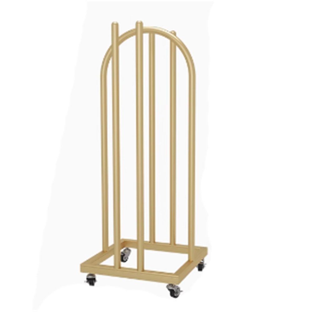 SPXTOM Iron Hanger Storage Rack with 4 Casters, Double-Sided, Gold, 30 x 35 x 130 cm