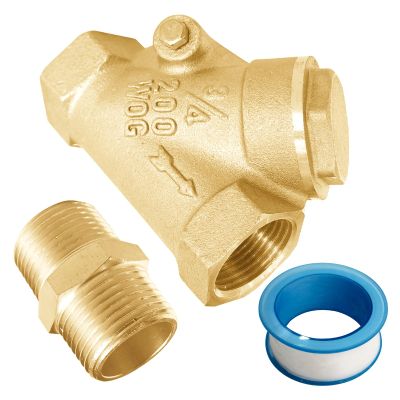 Brass Y-Type Check Valve, 1 3/4 NPT, Heavy-Duty Explosion-Protected Design, One-Way Flow Control with Pipe Adapter
