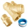 Brass Y-Type Check Valve, 1 3/4 NPT, Heavy-Duty Explosion-Protected Design, One-Way Flow Control with Pipe Adapter view 1