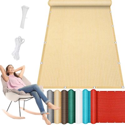 Shade Sail with Grommets, 130 x 425 cm, 95% UV Protection, Light Gray