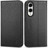 SHIELDON Genuine Leather Case for Galaxy S25 Edge 6.7" 5G 2025, Litchi Black view 1