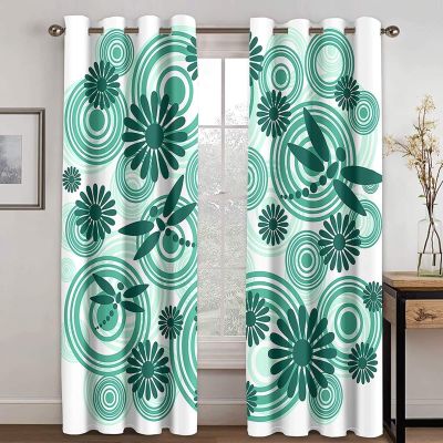 Bishilin Blackout Curtains, Opaque 2-Piece Set, 214 x 115 cm, Modern Floral Dragonfly Pattern