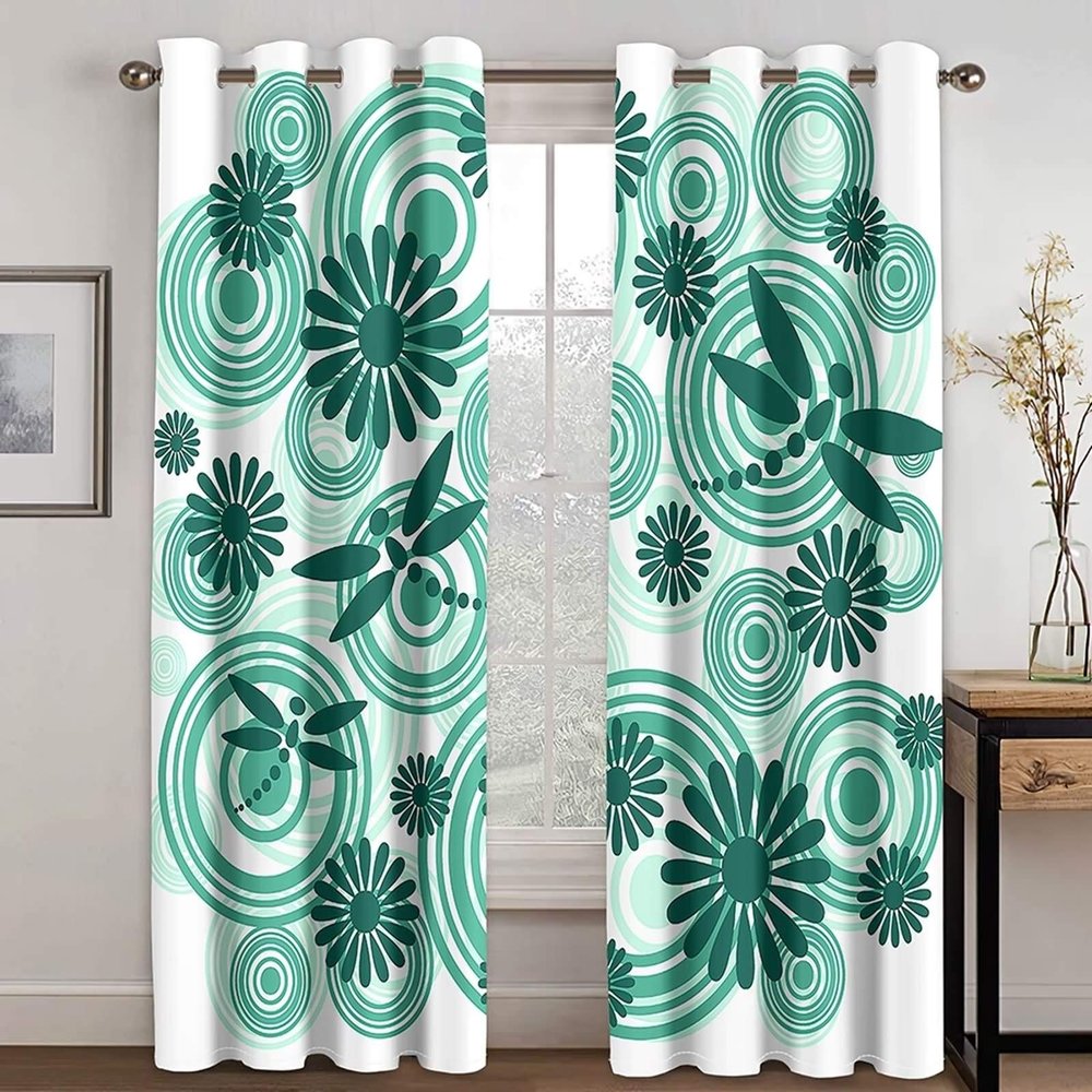 Bishilin Blackout Curtains, Opaque 2-Piece Set, 214 x 115 cm, Modern Floral Dragonfly Pattern
