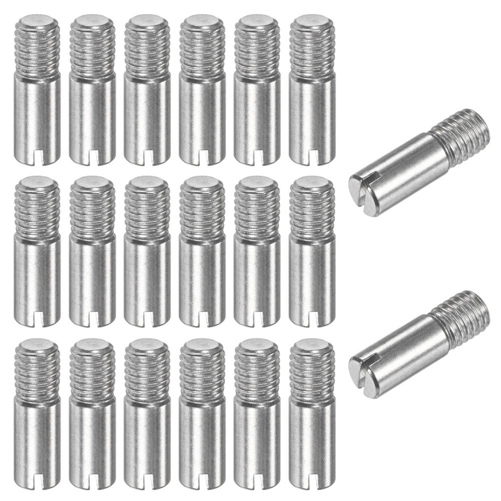 M METERXITY 20-Pack 304 Stainless Steel Threaded Cylindrical Pins, M8 x 25 mm, Slotted