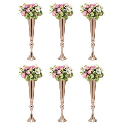 Etrhdfyts 6-Piece 56.5 cm Tall Metal Trumpet Vases for Table Decorations, Weddings and Stages