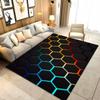 LOMDEM Neon Geometric Punk Gaming Rug for Teen Rooms, Flannel Hexagon Design, 100 x 200 cm, Multi 4 view 1