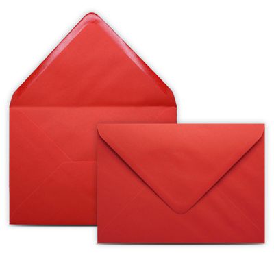 250 DIN B6 Red Envelopes, 12.5 x 17.5 cm, 80 gsm, Gummed Pointed Flap