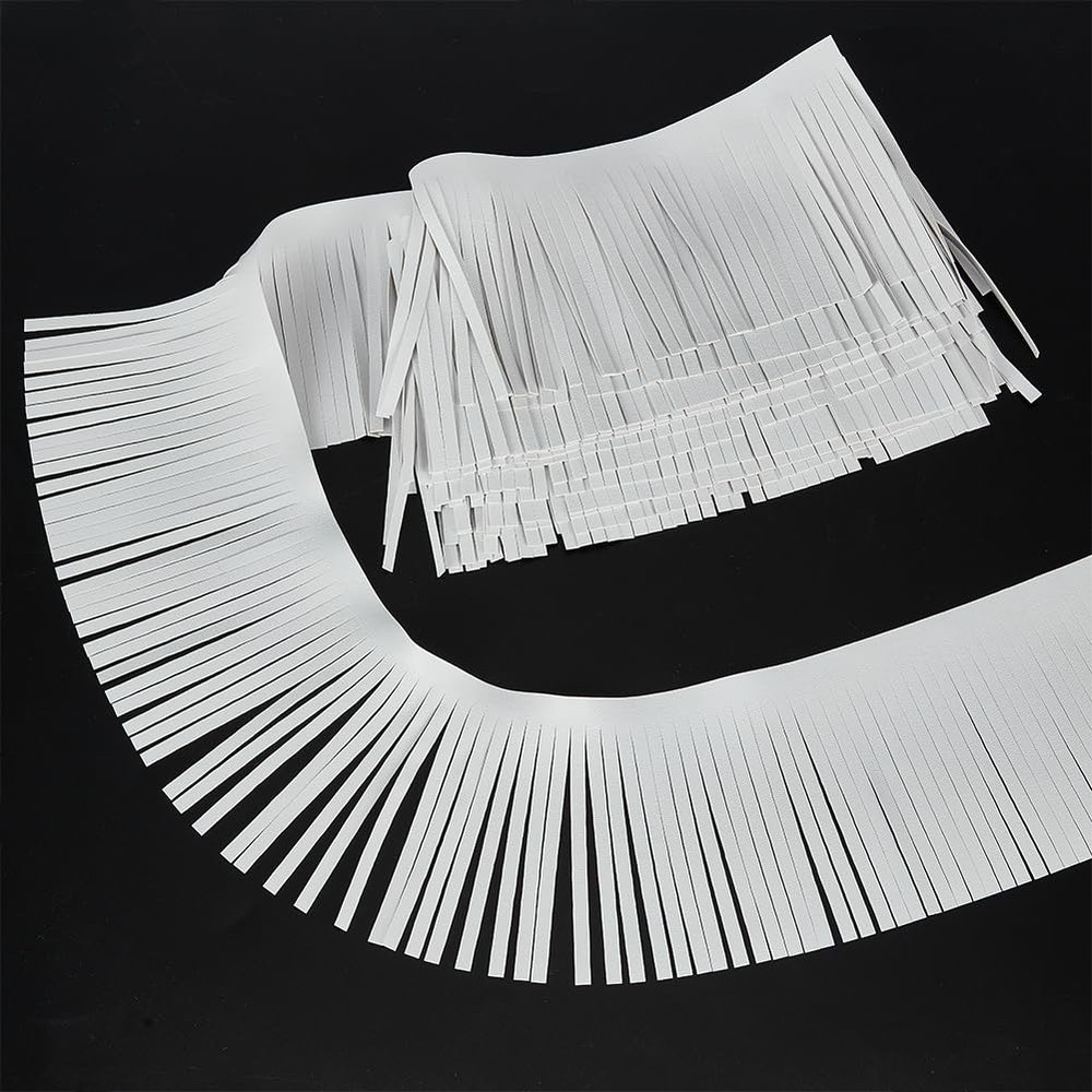 WADORN 3 m Double-Sided PU Leather Fringe Trim, 10 cm, White