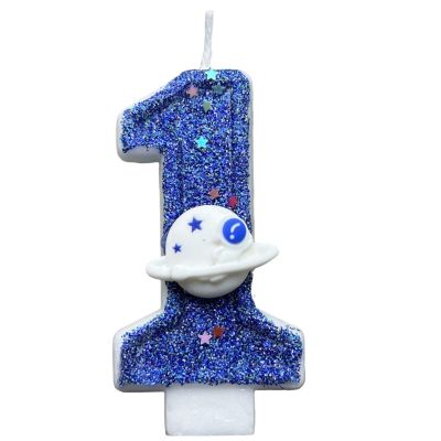 Glittery Space Planet Number Birthday Candle (0–9)