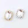 10 Rectangular Flat-Back Glass Rhinestones, White Gold view 1
