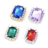 10 Rectangular Flat-Back Glass Rhinestones, White Gold view 2