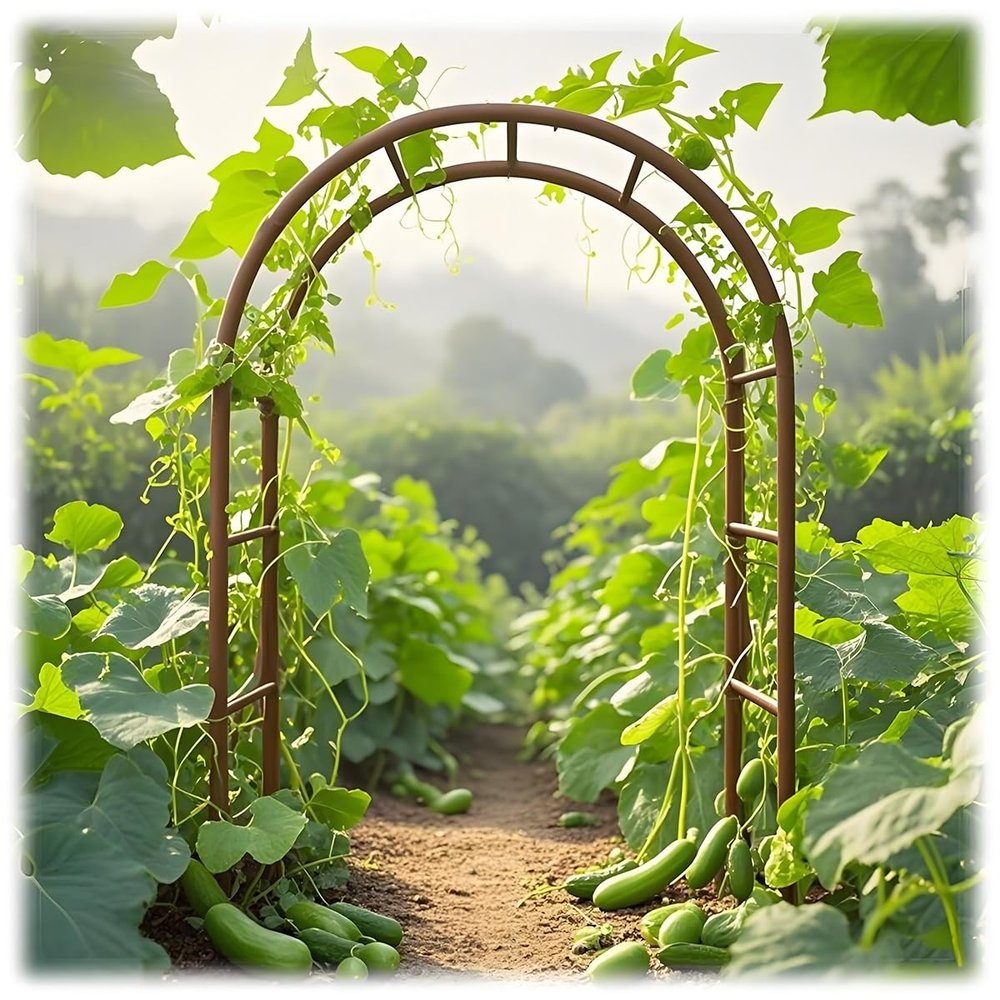 Metal Garden Rose Arch Trellis, Adjustable Steel Frame, Bronze, W2.80 x H2.50 m