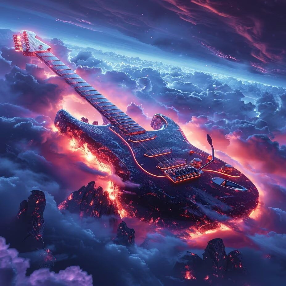 Guitar Paint by Numbers Kit for Adults, Cloud Design, 40 x 50 cm, C-2308