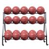 Metal Basketball Stand, 4-Tier Ball Holder with Wheels, Black view 1