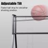 Metal Basketball Stand, 4-Tier Ball Holder with Wheels, Black view 4