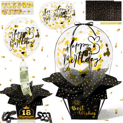 YeahBoom Birthday Money Surprise Box with Pull-Up Balloon
