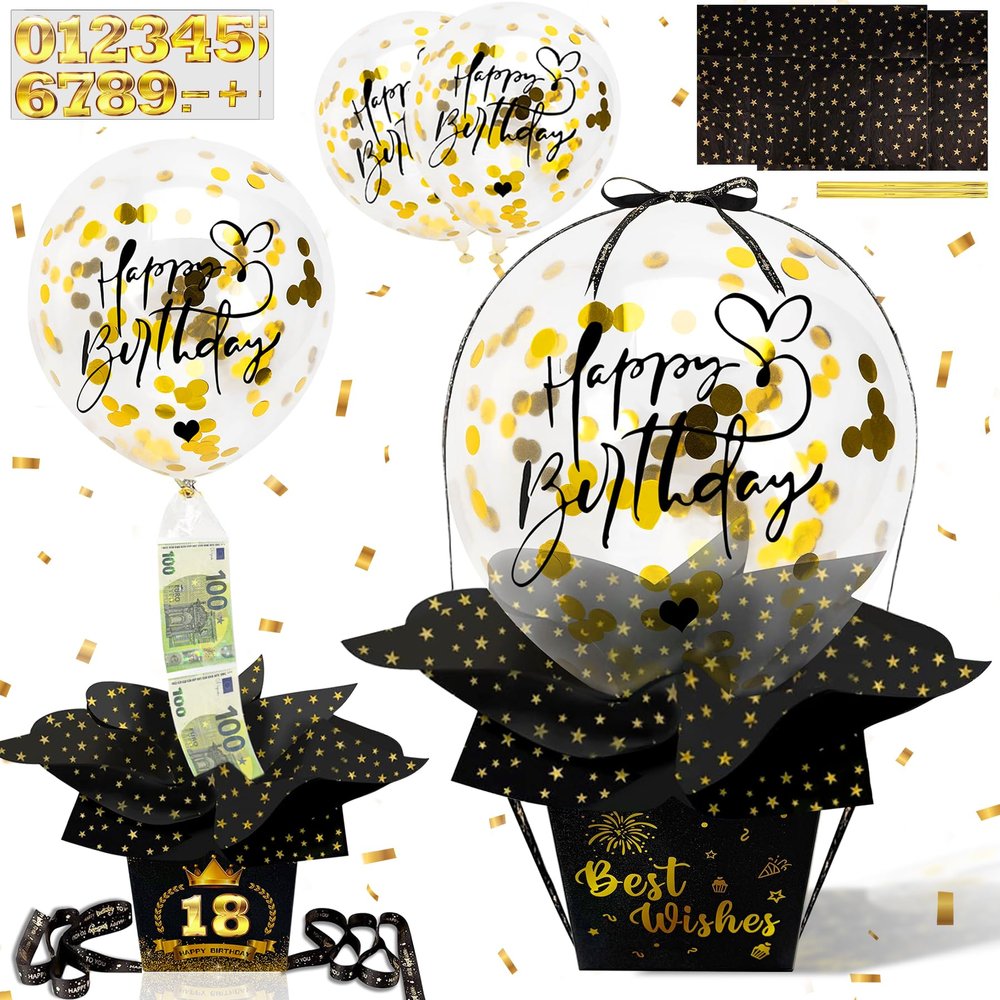 YeahBoom Birthday Money Surprise Box with Pull-Up Balloon