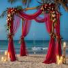 Mateju Wedding Arch Curtain, 1 Piece Chiffon Fabric Backdrop Draping for Ceremony, Photography and Party Decor (76 x 600 cm, Red) view 1