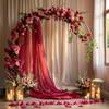 Mateju Wedding Arch Curtain, 1 Piece Chiffon Fabric Backdrop Draping for Ceremony, Photography and Party Decor (76 x 600 cm, Red) view 2