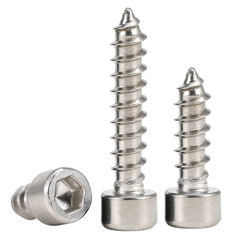 Metric Hex Self-Tapping Screws, Grade 8.8 Nickel-Plated Carbon Steel, M3 x 30 mm, 50 pcs