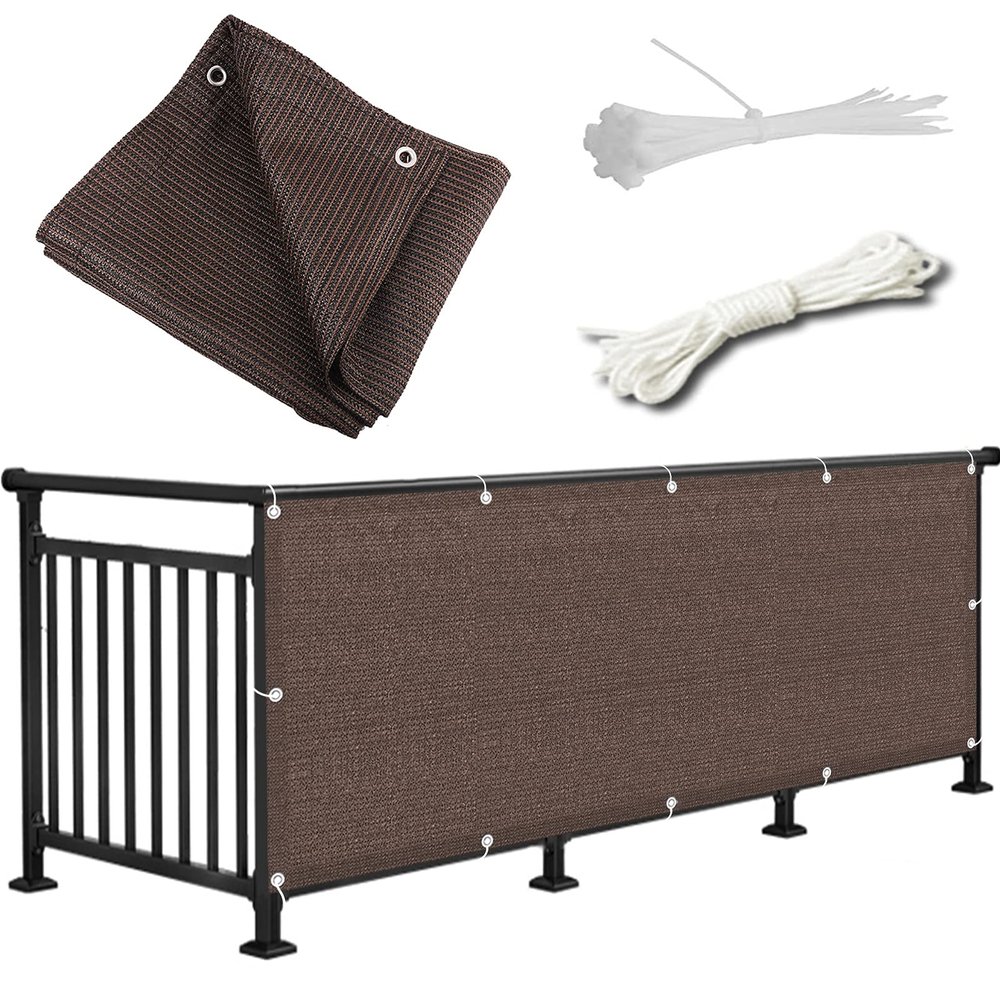 Balcony Privacy Screen, Height 0.75 m/0.9 m/1 m, UV Protection, Weather-Resistant HDPE for Decks, Patios and Backyards, with Cable Ties and Rope