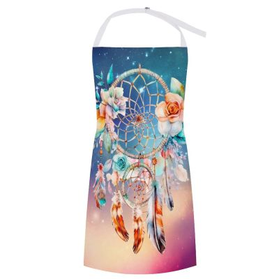 SMAZDFXX Kitchen Apron with Retro Ethnic Feathers and Dream Catcher
